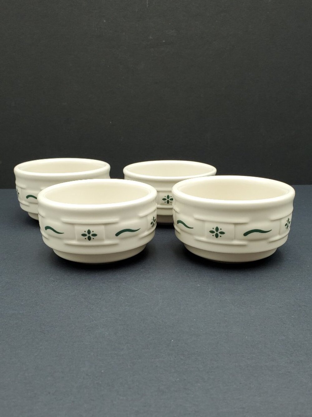 Longaberger Woven Traditions Heritage Green Stackable Custard Cups Ramekins